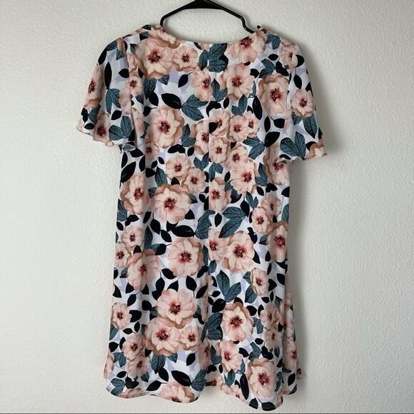Show Me Your MuMu Floral Multicolored V Neck Flutter Sleeve Mini Dress Sz XS - Picture 7 of 8